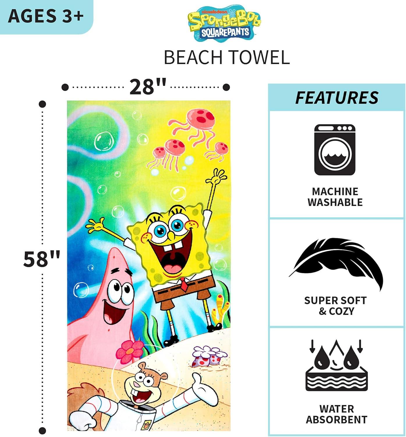 imageThomas amp Friends Kids Super Soft Cotton BathPoolBeach Towel 58 in x 28 in by FrancoSpongebob Squarepants