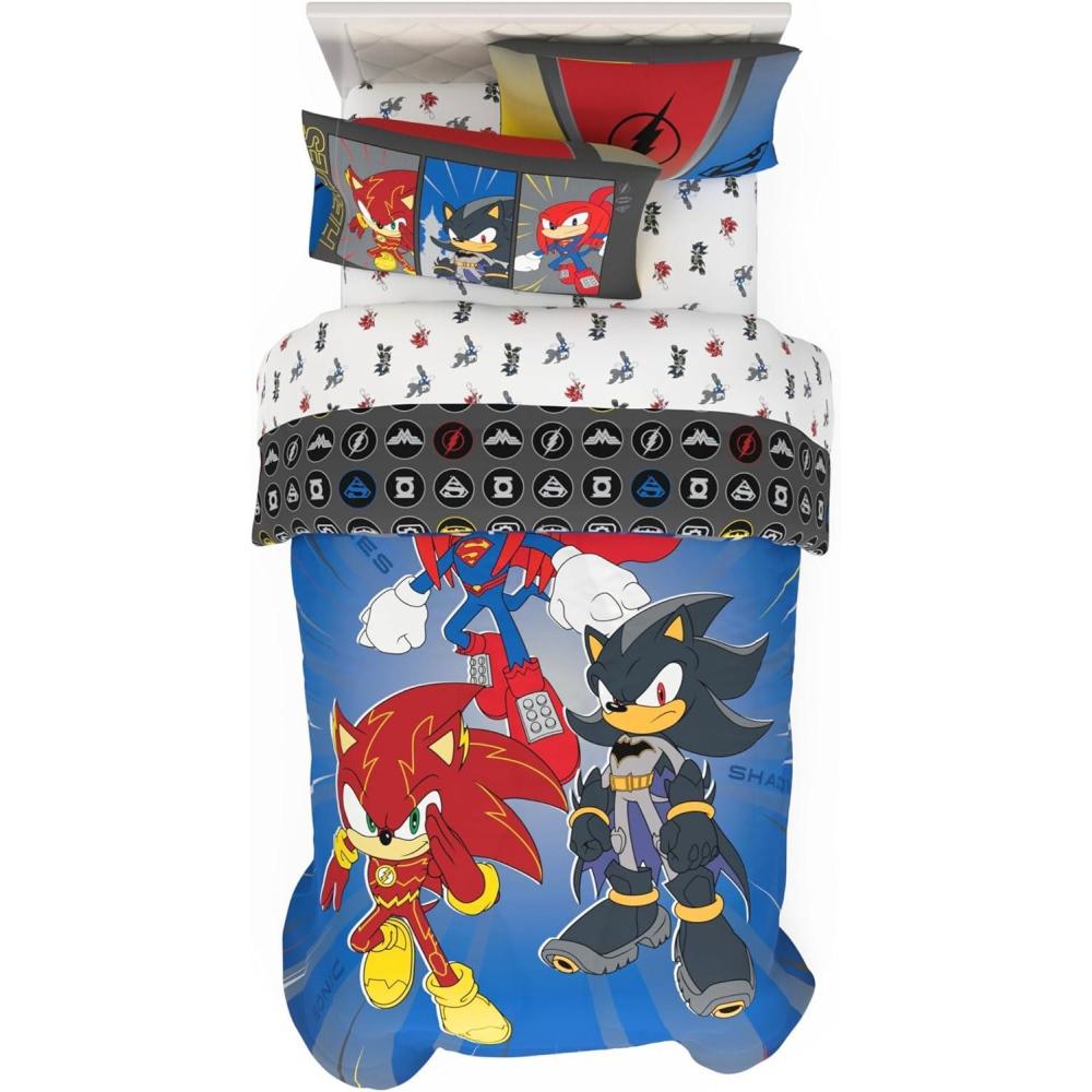 imageThomas amp Friends 4 Piece Toddler Bed Set Super Soft amp Cozy Reversible Microfiber Comforter and Sheets Officially Licensed Product by FrancoDC X Sonic the Hedgehog