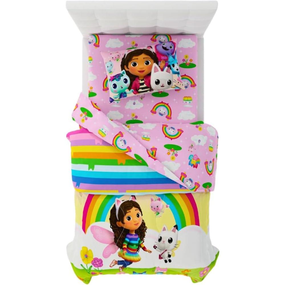 imageThomas amp Friends 4 Piece Toddler Bed Set Super Soft amp Cozy Reversible Microfiber Comforter and Sheets Officially Licensed Product by FrancoGabbys Dollhouse Fun Festival Vibes