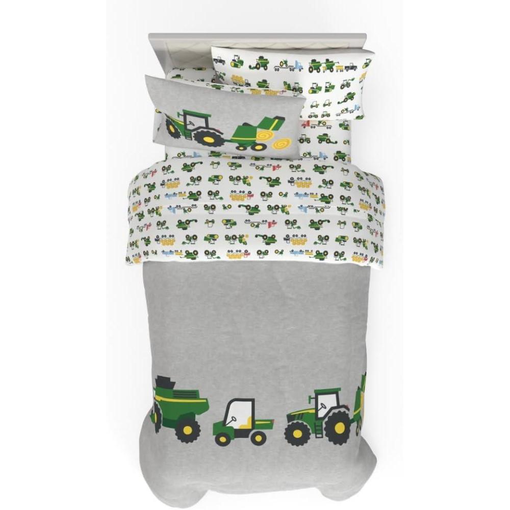 imageThomas amp Friends 4 Piece Toddler Bed Set Super Soft amp Cozy Reversible Microfiber Comforter and Sheets Officially Licensed Product by FrancoGreen John Deere