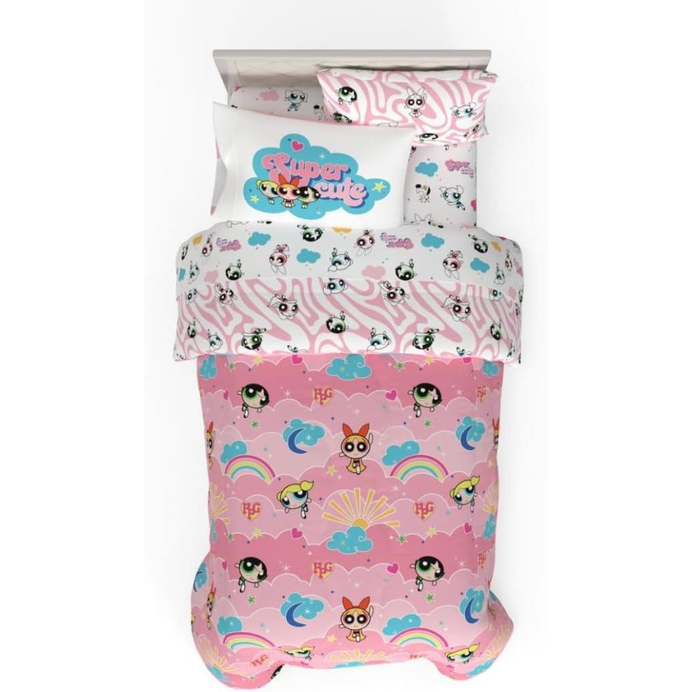 imageThomas amp Friends 4 Piece Toddler Bed Set Super Soft amp Cozy Reversible Microfiber Comforter and Sheets Officially Licensed Product by FrancoPink Powerpuff Girls
