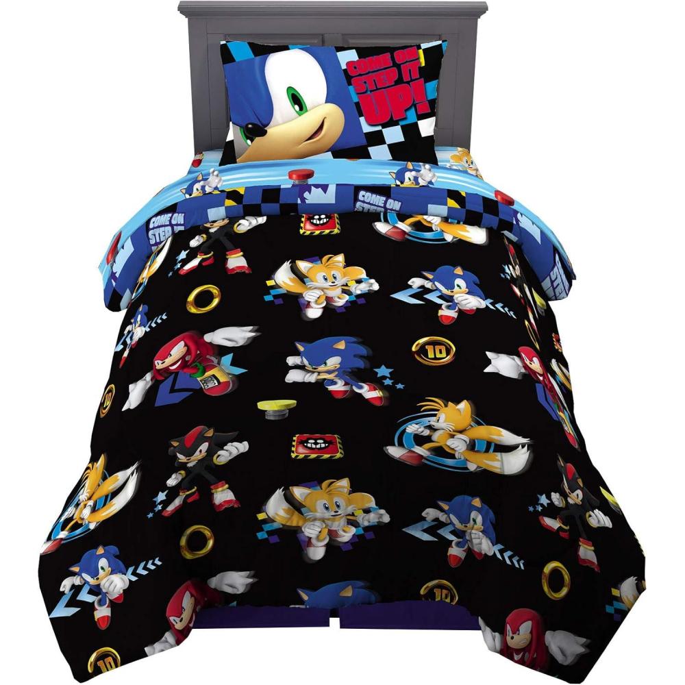 imageThomas amp Friends 4 Piece Toddler Bed Set Super Soft amp Cozy Reversible Microfiber Comforter and Sheets Officially Licensed Product by FrancoSonic the Hedgehog