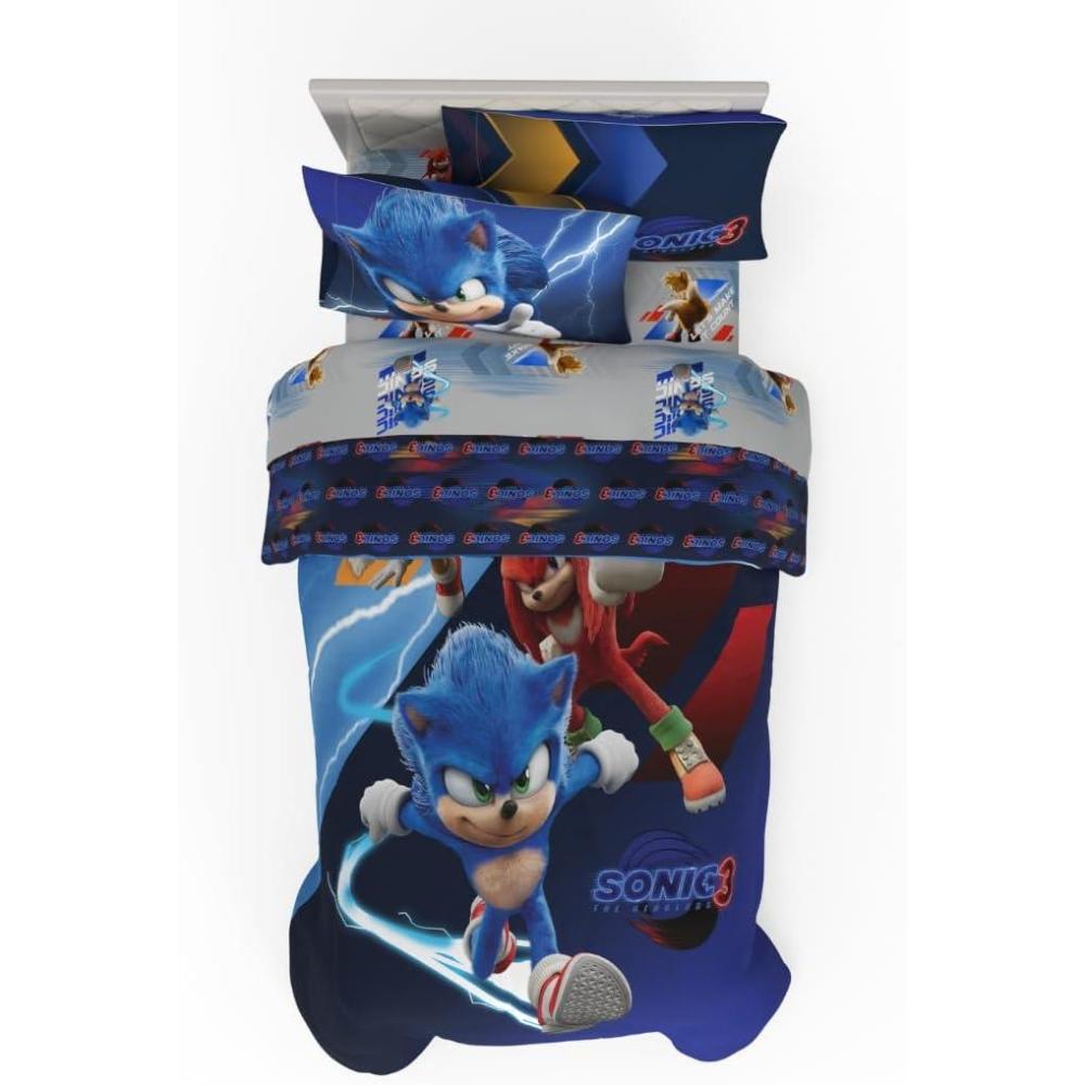 imageThomas amp Friends 4 Piece Toddler Bed Set Super Soft amp Cozy Reversible Microfiber Comforter and Sheets Officially Licensed Product by FrancoSonic the Hedgehog 3
