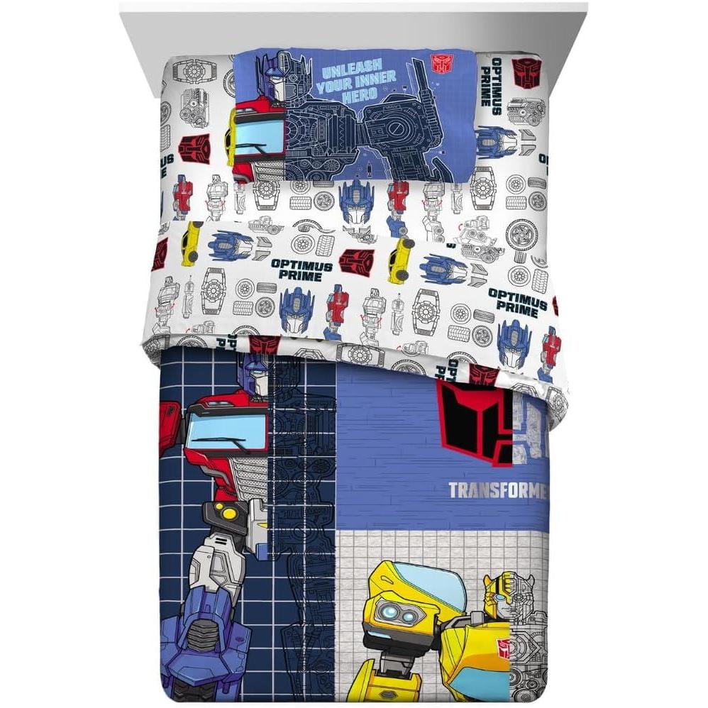 imageThomas amp Friends 4 Piece Toddler Bed Set Super Soft amp Cozy Reversible Microfiber Comforter and Sheets Officially Licensed Product by FrancoTransformers Universe Battle