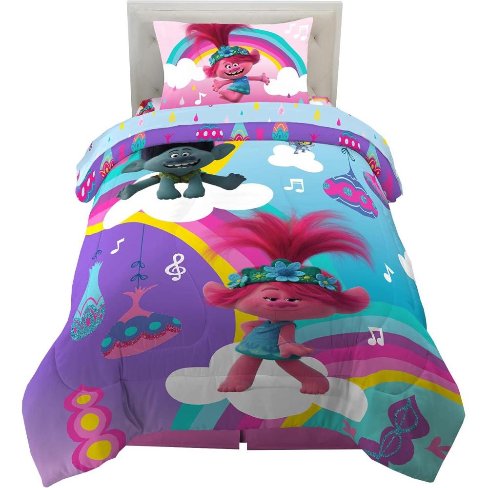 imageThomas amp Friends 4 Piece Toddler Bed Set Super Soft amp Cozy Reversible Microfiber Comforter and Sheets Officially Licensed Product by FrancoTrolls World Tour
