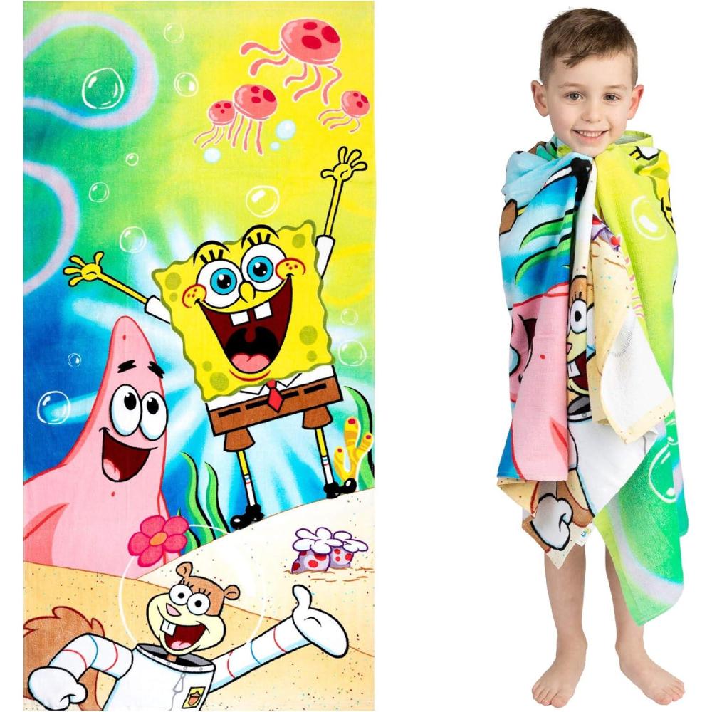 imageThomas amp Friends Kids Super Soft Cotton BathPoolBeach Towel 58 in x 28 in by FrancoSpongebob Squarepants