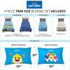 Thomas & Friends 4 Piece Toddler Bed Set – Super Soft & Cozy Reversible Microfiber Comforter and Sheets (Officially Licensed Product) by Franco(Baby Shark)