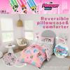 Thomas & Friends 4 Piece Toddler Bed Set – Super Soft & Cozy Reversible Microfiber Comforter and Sheets (Officially Licensed Product) by Franco(Pink – Powerpuff Girls)