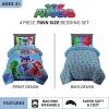 Thomas & Friends 4 Piece Toddler Bed Set – Super Soft & Cozy Reversible Microfiber Comforter and Sheets (Officially Licensed Product) by Franco(Pj Masks)
