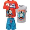 THOMAS & FRIENDS Tank Engine [SizeRangeDescription1] 3 Piece Outfit Set: T-Shirt Tank Top Shorts [SizeDescription1](Blue /Gray /Red)