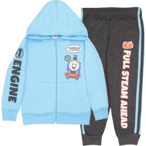 THOMAS & FRIENDS Boys 2-Piece Fleece Set – Thomas the Tank Engine Hooded Sweatshirt and Joggers Bundle for Kids(Light Blue & Gray)