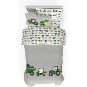 Thomas & Friends 4 Piece Toddler Bed Set – Super Soft & Cozy Reversible Microfiber Comforter and Sheets (Officially Licensed Product) by Franco(Green – John Deere)