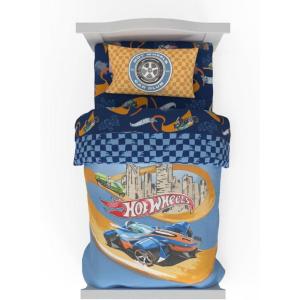 Thomas & Friends 4 Piece Toddler Bed Set – Super Soft & Cozy Reversible Microfiber Comforter and Sheets (Officially Licensed Product) by Franco(Hot Wheels)
