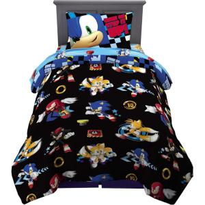 Thomas & Friends 4 Piece Toddler Bed Set – Super Soft & Cozy Reversible Microfiber Comforter and Sheets (Officially Licensed Product) by Franco(Sonic the Hedgehog)