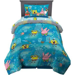 Thomas & Friends 4 Piece Toddler Bed Set – Super Soft & Cozy Reversible Microfiber Comforter and Sheets (Officially Licensed Product) by Franco(Spongebob)