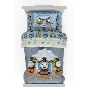 Thomas & Friends 4 Piece Toddler Bed Set – Super Soft & Cozy Reversible Microfiber Comforter and Sheets (Officially Licensed Product) by Franco(Thomas & Friends)