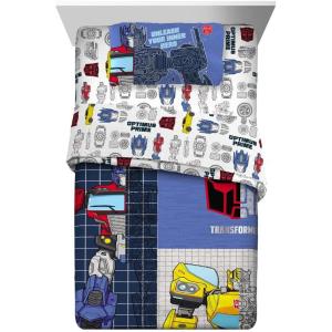 Thomas & Friends 4 Piece Toddler Bed Set – Super Soft & Cozy Reversible Microfiber Comforter and Sheets (Officially Licensed Product) by Franco(Transformers – Universe Battle)