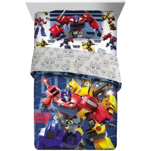 Thomas & Friends 4 Piece Toddler Bed Set – Super Soft & Cozy Reversible Microfiber Comforter and Sheets (Officially Licensed Product) by Franco(Transformers – Robot Moves)