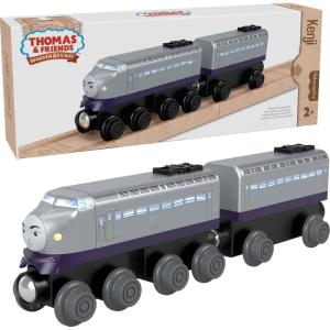 Thomas & Friends Wooden Railway, James Engine and Coal Car, push-along train made from sustainably sourced wood for kids 2 years and up(Kenji)