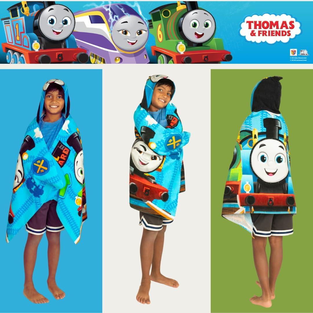 imageThomas amp Friends Kids Super Soft BathPoolBeach Soft Cotton Terry Hooded Towel Wrap 24 in x 50 in 100 Officially Licensed Product By FrancoThomas Friends Big Movers