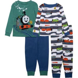 Thomas & Friends Boys’ 4-Piece Matching Long-Sleeve Cotton Pajama Set, Snug-fit, Soft & Cute for Kids(On Track)