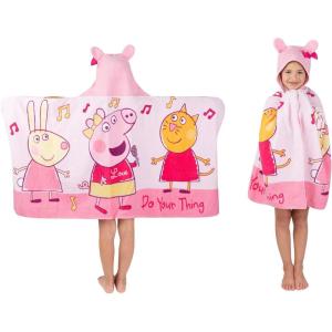Thomas & Friends Kids Super Soft Bath/Pool/Beach Soft Cotton Terry Hooded Towel Wrap, 24 in x 50 in, (100% Officially Licensed Product) By Franco(Peppa Pig)