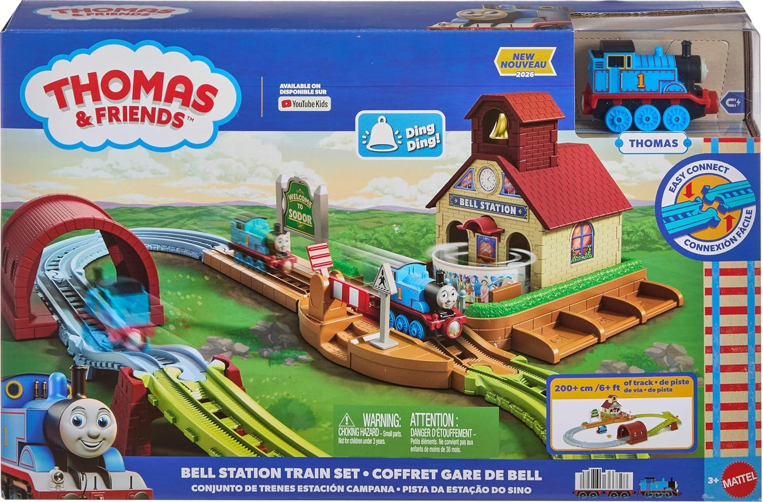 image:imageThomas amp Friends Toy Train Set by FisherPrice Bell Station Playset with PushAlong Thomas Engine Ringing Bell Tunnel Gate amp Expandable