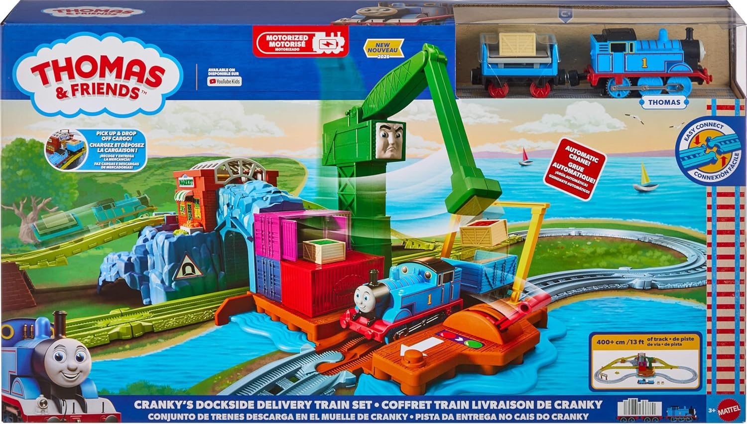 image:imageThomas amp Friends Toy Train Set from FisherPrice Crankys Dockside Delivery Playset with Motorized Thomas amp Cargo Car 2 Crates amp Moving Crane