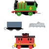 Thomas & Friends Toy Train, Wobble Cargo Thomas Motorized Engine with 2 Cargo Cars for Preschool Railway Play Ages 3+ Years(Percy & Bruno)