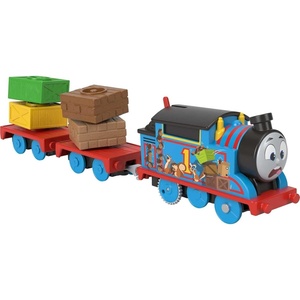Thomas & Friends Toy Train, Wobble Cargo Thomas Motorized Engine with 2 Cargo Cars for Preschool Railway Play Ages 3+ Years(Thomas Cargo)