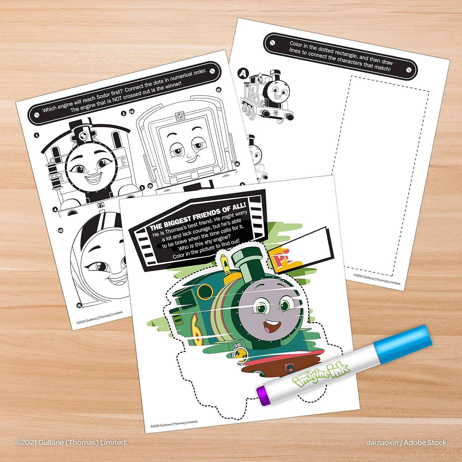 image:imageThomas All Engines Go 20 Page Imagine Ink Coloring Book with 1 Mess Free Marker
