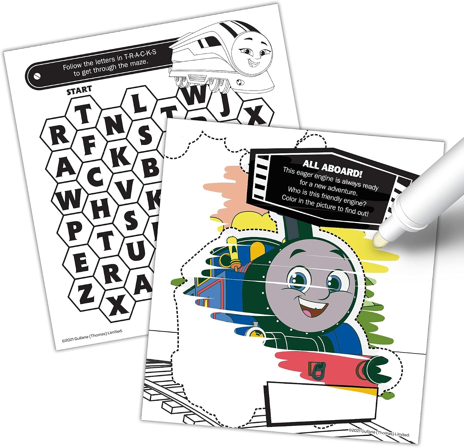 image:imageThomas All Engines Go 20 Page Imagine Ink Coloring Book with 1 Mess Free Marker
