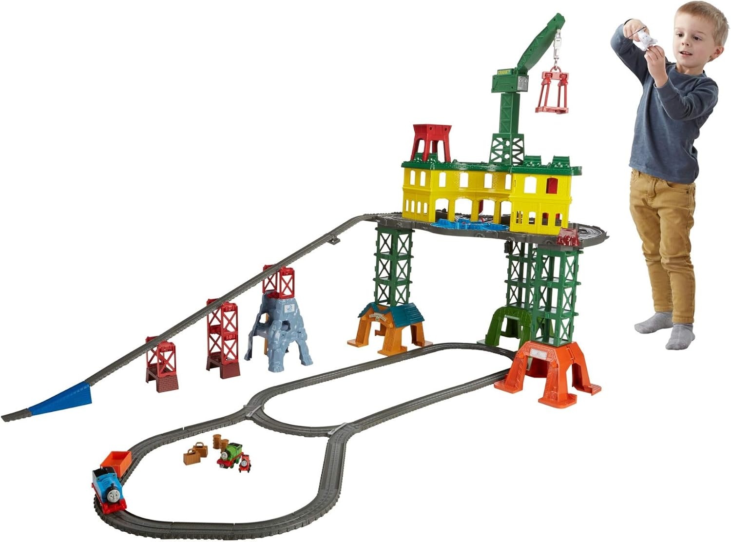 image:imageTHOMAS amp FRIENDS Toy Train Set Super Station Extra Large Race Track with Motorized Thomas Diecast Percy amp MINIS James for Ages 3 YearsSimplified Packaging
